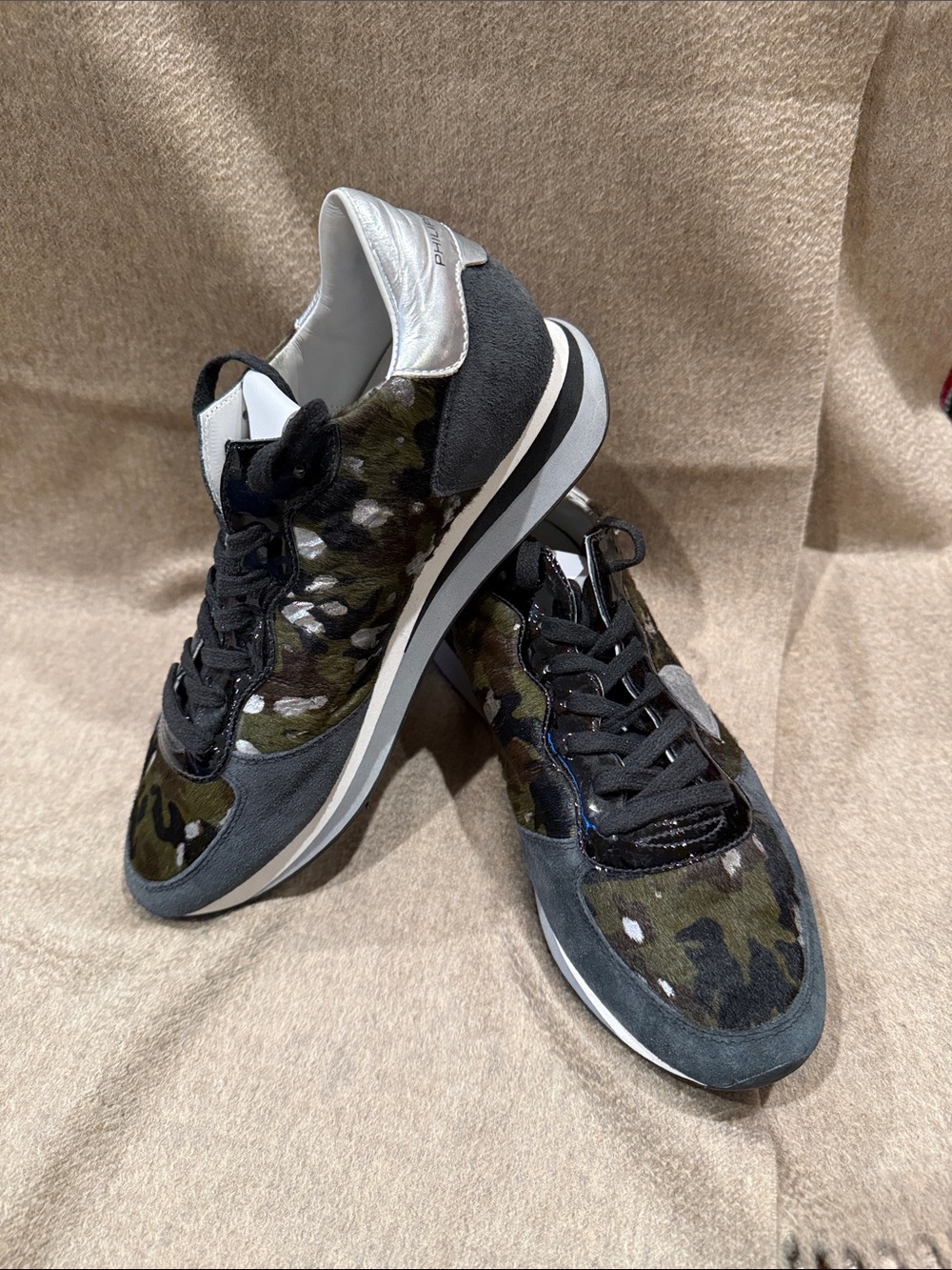 Philippe Model Women’s Camo Low-Top Sneakers in Black & Olive